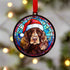 Cocker Spaniel Chocolate in Santa Hat Suncatcher Decoration